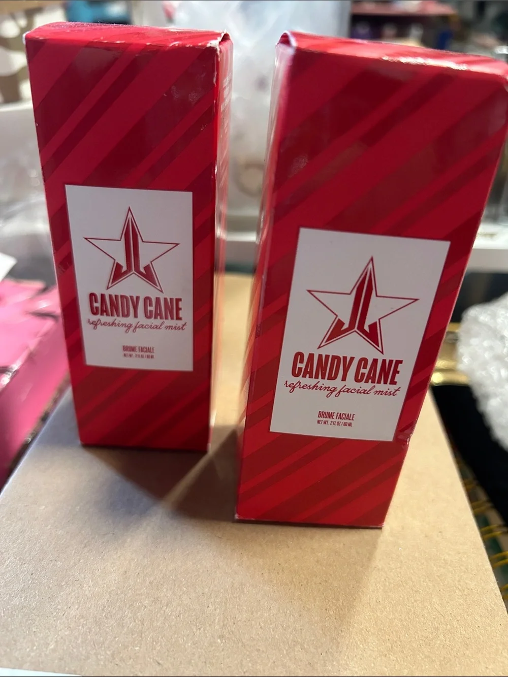 Jeffree Star Candy Cane Refreshing Facial Mist - Bright Red Box. ONE LEFT